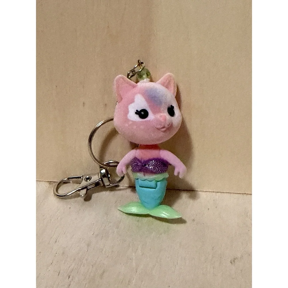 Cat Mermaid Upcycled Toy Keychain Calco